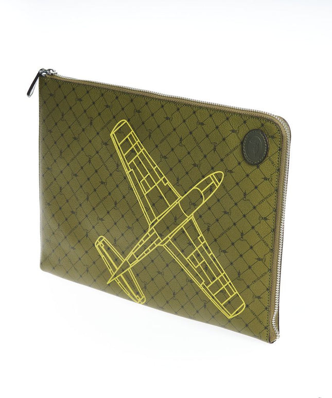Trussardi Green Leather Men Clutch