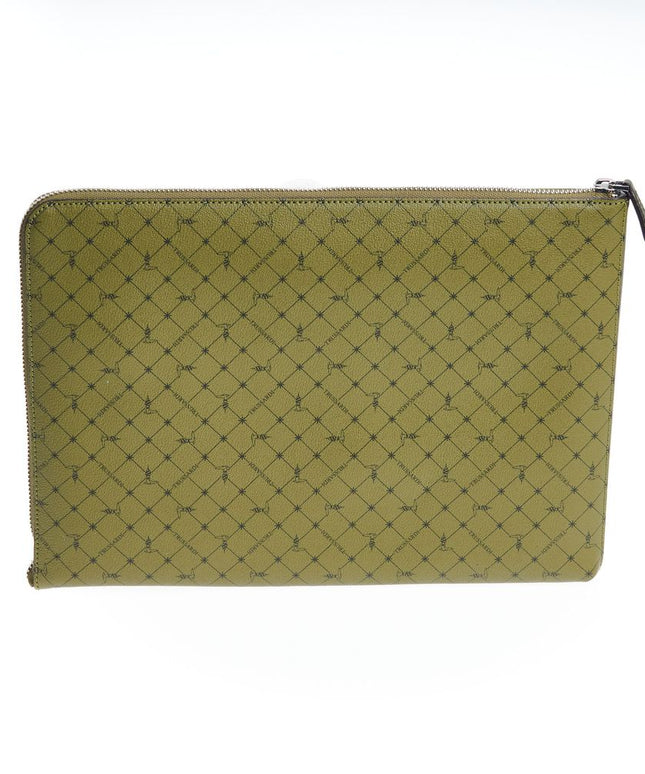 Trussardi Green Leather Men Clutch