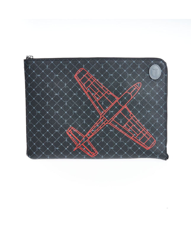 Trussardi Black Leather Men Clutch