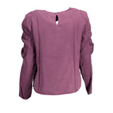 Back view of Desigual Purple Lyocell Shirt featuring keyhole closure and ruched sleeve detailing, women's XL, new with tags.