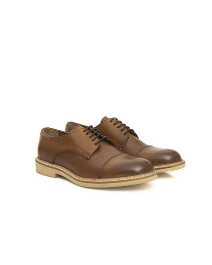 Cerruti 1881 Brown Calfskin Men Derby Shoe