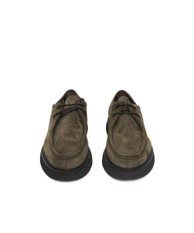 Cerruti 1881 Green Calfskin Men Derby Shoe
