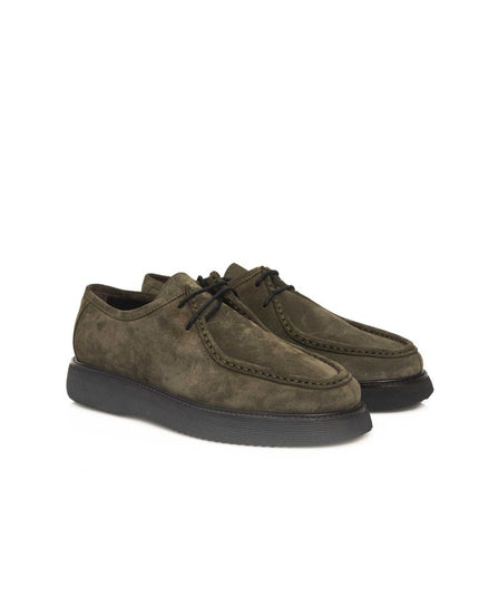 Cerruti 1881 Green Calfskin Men Derby Shoe