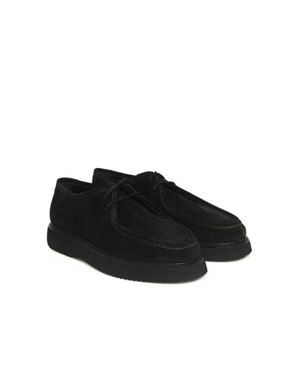 Cerruti 1881 Black Calfskin Men Derby Shoe
