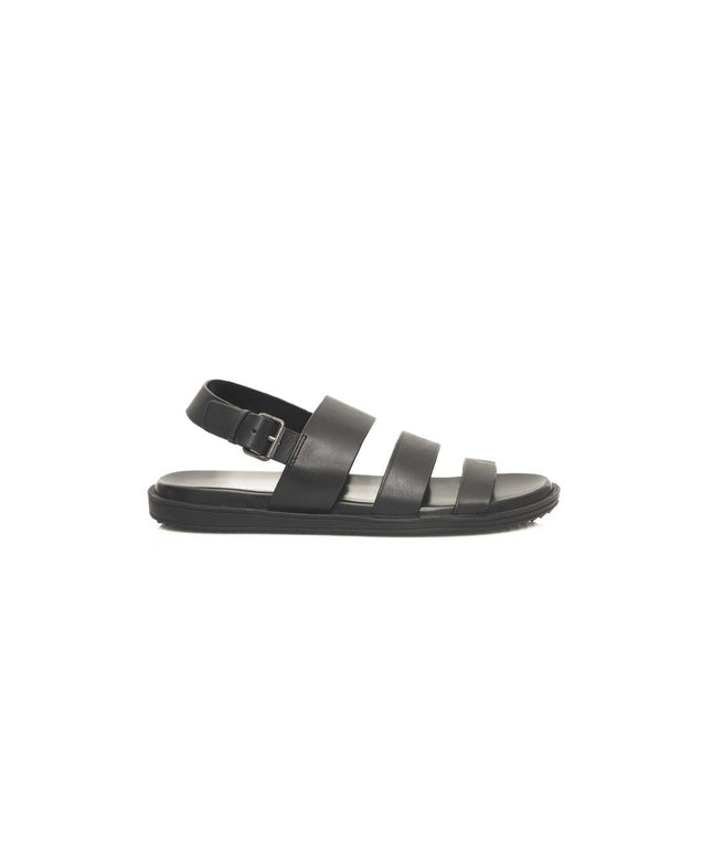 Cerruti 1881 Black Leather Men Sandal