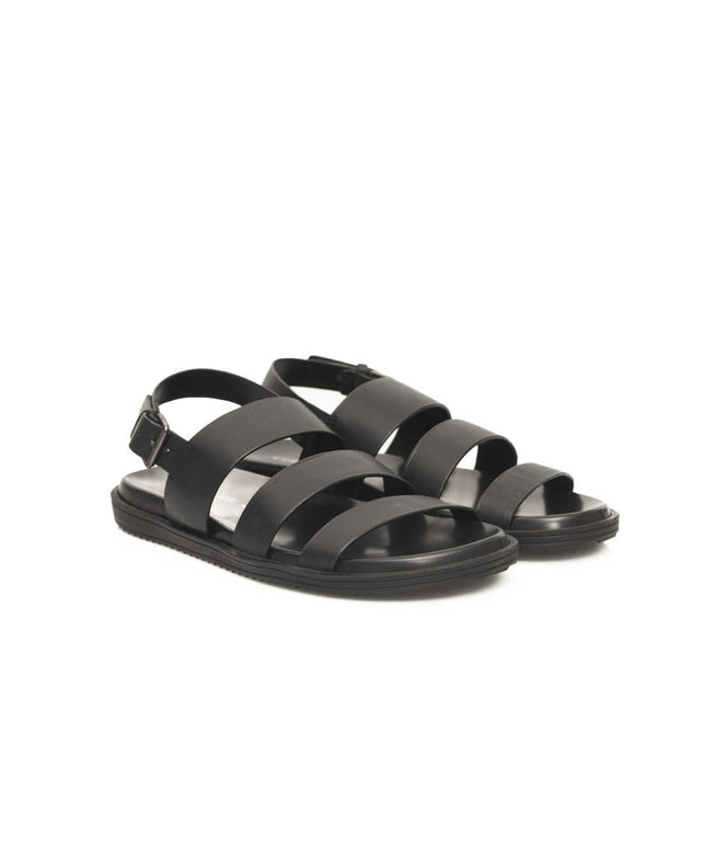 Cerruti 1881 Black Leather Men Sandal
