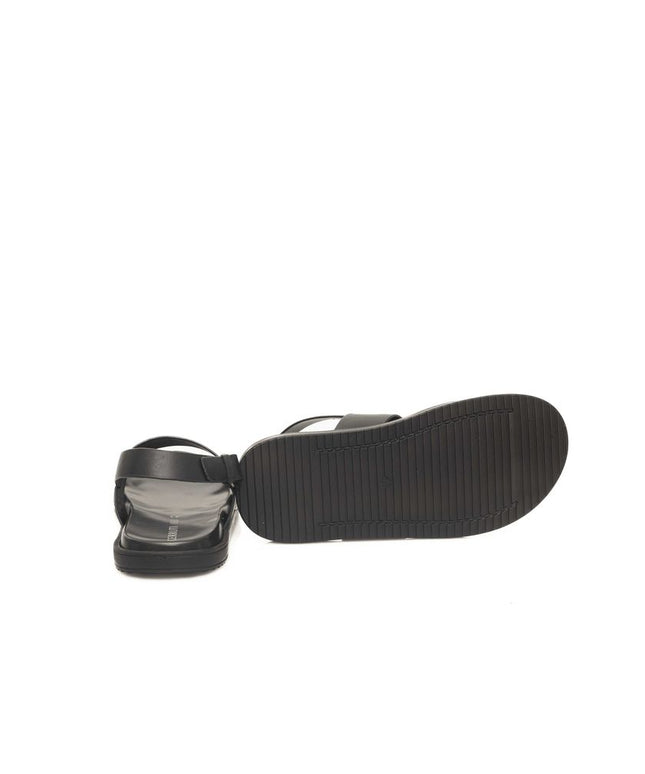 Cerruti 1881 Black Leather Men Sandal