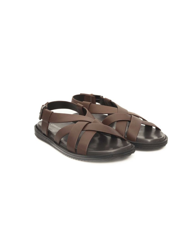 Cerruti 1881 Brown Leather Men Sandal