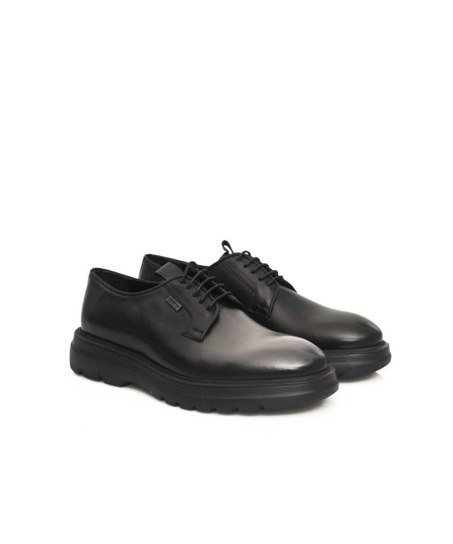 Cerruti 1881 Black Calfskin Men Derby Shoe