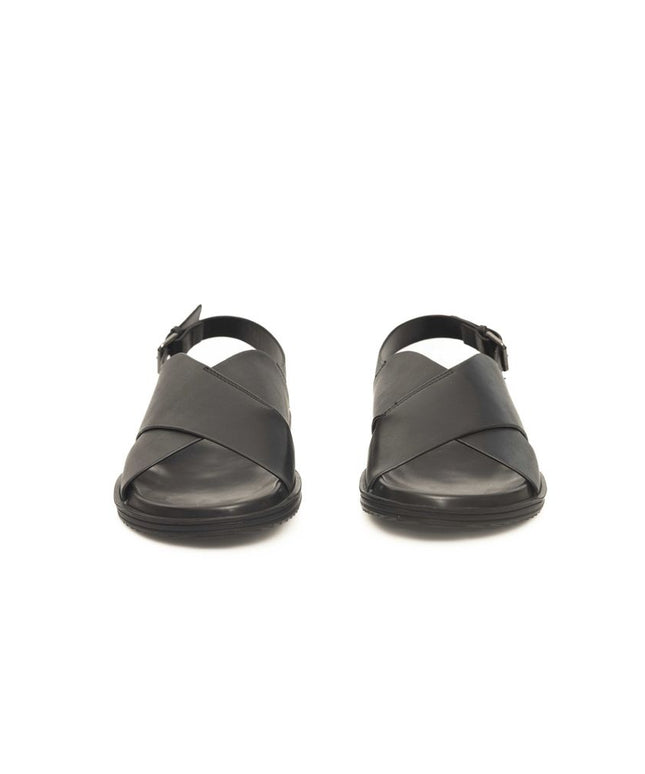 Cerruti 1881 Black Leather Men Sandal