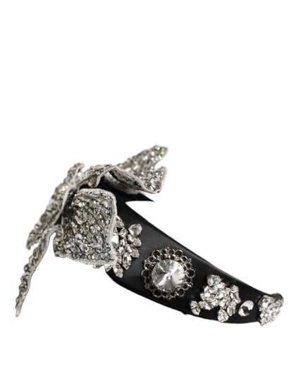 Dolce & Gabbana Black Hair Flower Crystal LIMONI Women Headband Diadem
