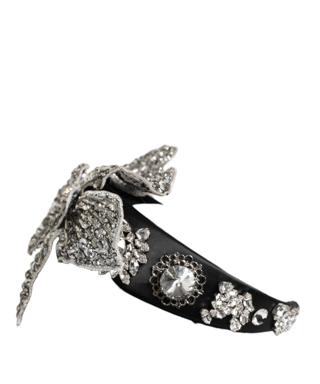 Dolce & Gabbana Black Hair Flower Crystal LIMONI Women Headband Diadem