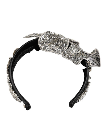 Dolce & Gabbana Black Hair Flower Crystal LIMONI Women Headband Diadem