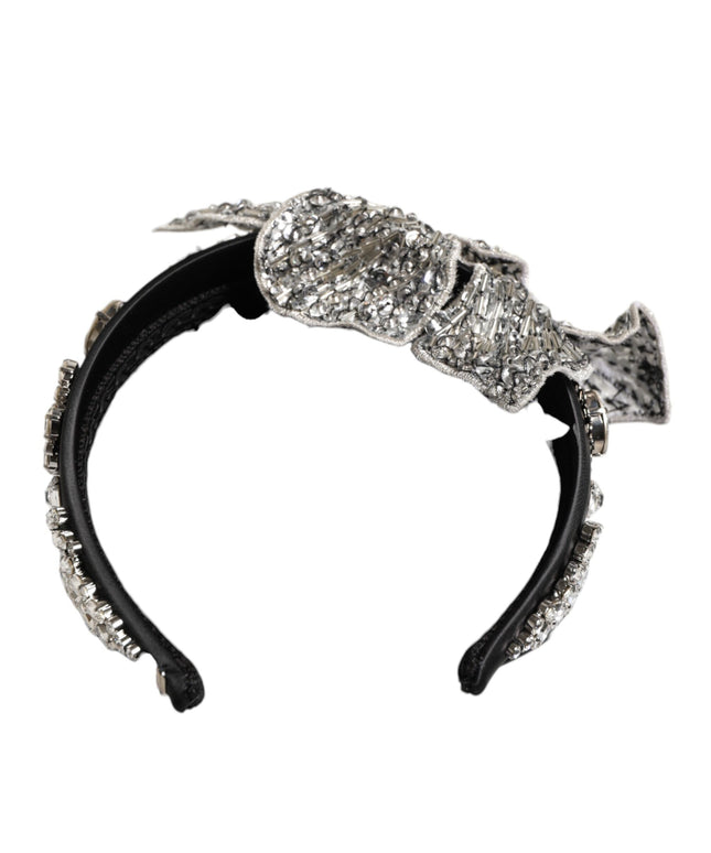 Dolce & Gabbana Black Hair Flower Crystal LIMONI Women Headband Diadem