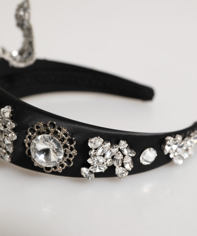 Dolce & Gabbana Black Hair Flower Crystal LIMONI Women Headband Diadem