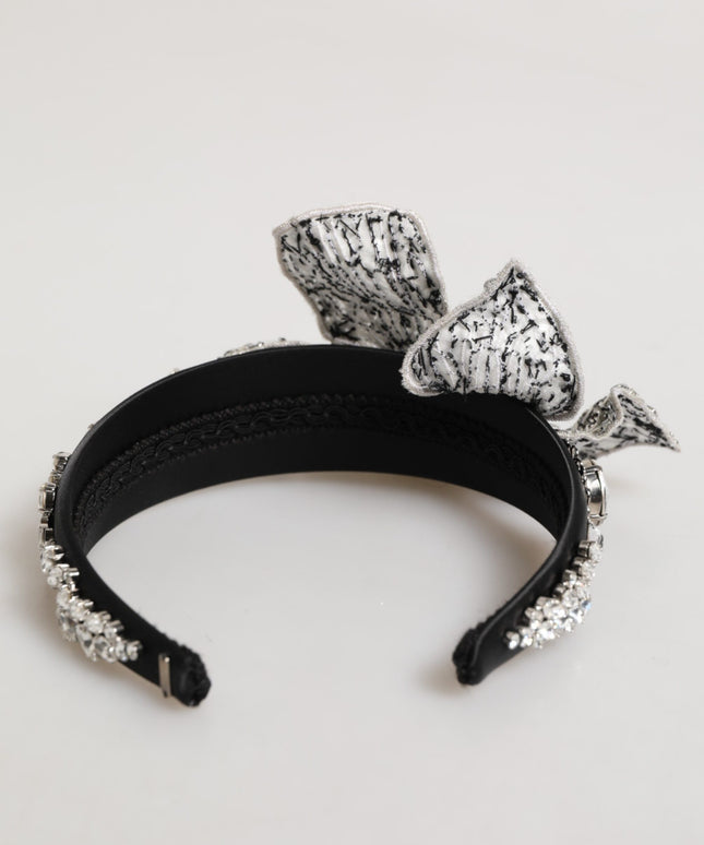 Dolce & Gabbana Black Hair Flower Crystal LIMONI Women Headband Diadem