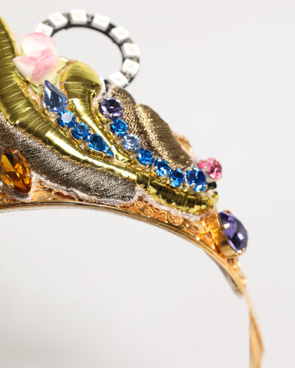 Dolce & Gabbana Gold Brass Crystal Embellished Headpiece Crown Diadem Tiara