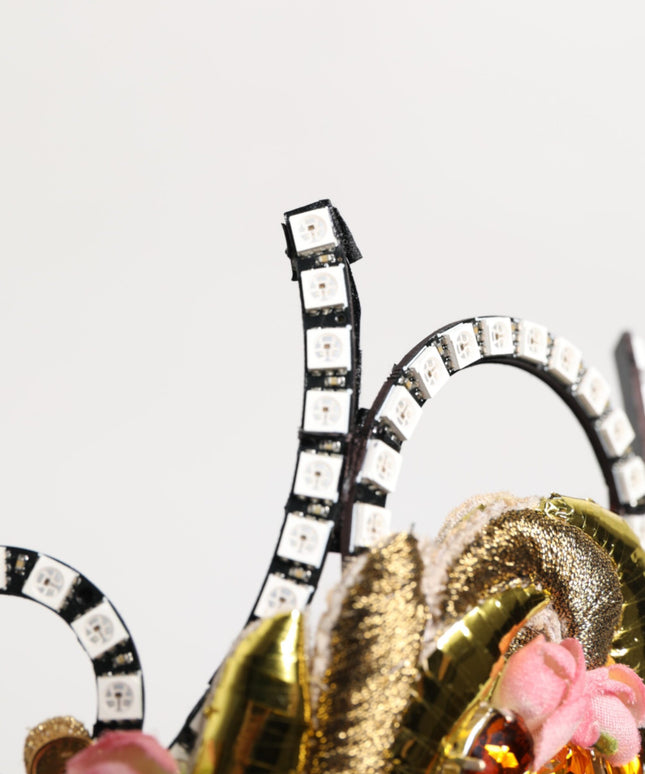 Dolce & Gabbana Gold Brass Crystal Embellished Headpiece Crown Diadem Tiara