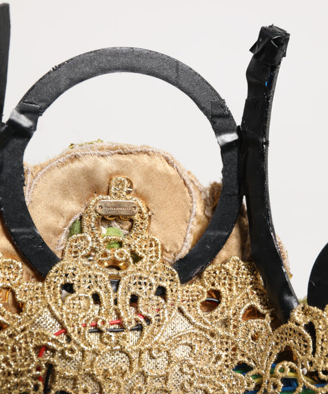 Dolce & Gabbana Gold Brass Crystal Embellished Headpiece Crown Diadem Tiara