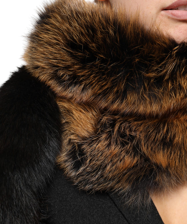 Dolce & Gabbana Brown Red Fox Fur Neck Cashmere Warmer Scarf
