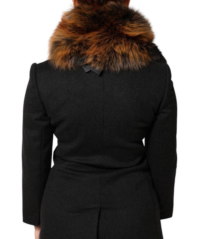 Dolce & Gabbana Brown Red Fox Fur Neck Cashmere Warmer Scarf