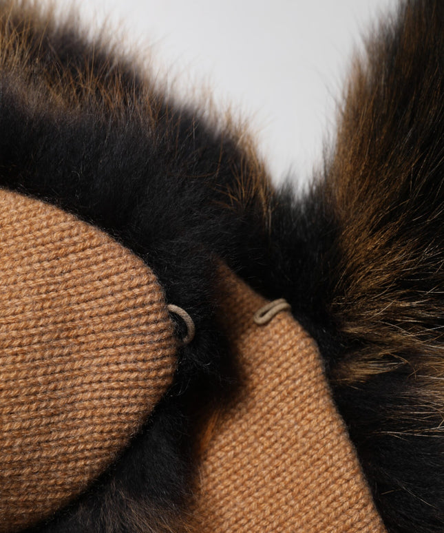 Dolce & Gabbana Brown Red Fox Fur Neck Cashmere Warmer Scarf