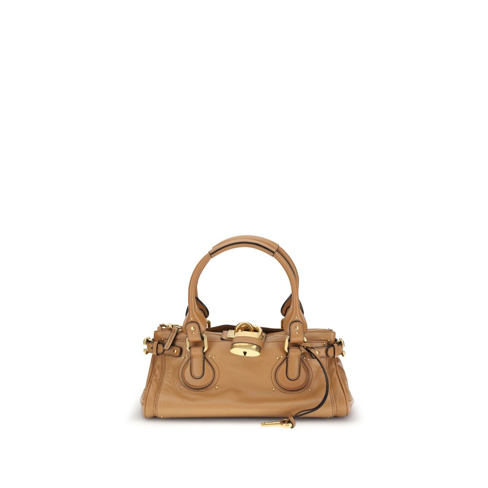 Chloé Paddington Bag in brown leather with gold-tone hardware and double top handles, ideal for women's luxury shoulder bag collections.