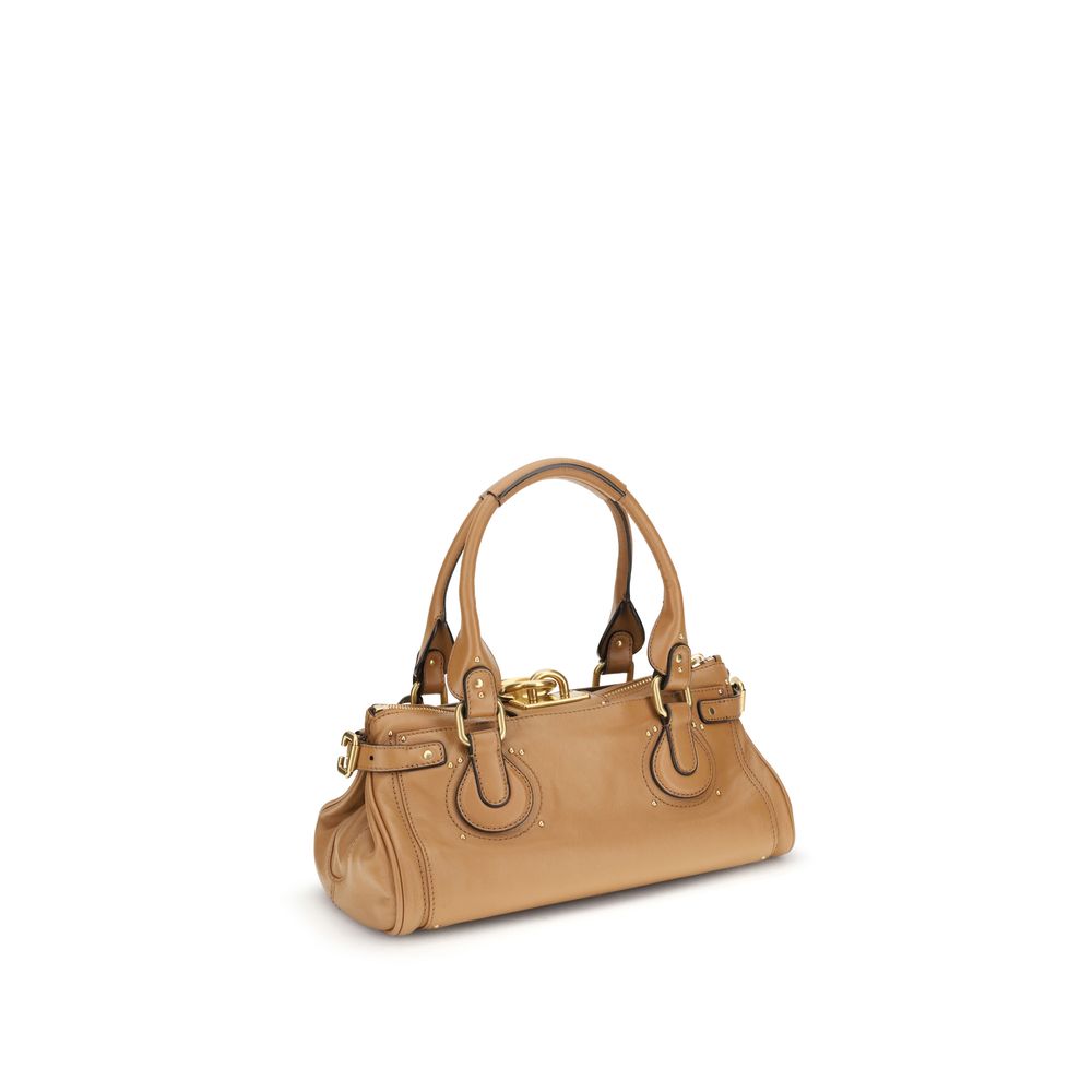 Rear view of Chloé Paddington Bag highlighting smooth brown leather finish and reinforced stitching for durability and style.