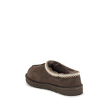 Rear angle of UGG Tasman II Mules in brown, showcasing durable sole and cozy interior lining for men's casual footwear.
