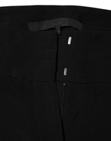 Exte Black Viscose Acetate Blend Straight Leg High Waist Pants