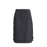 Margiela Wool Midi Skirt in black with a structured silhouette and side slit details, ideal for women's designer clothing collections.