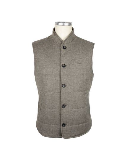 Made in Italy Brown Wool Sleveless Jacket