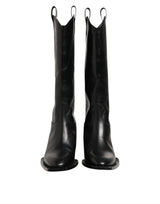 Dolce & Gabbana Black Leather Over The Calf Biker Boots Shoes