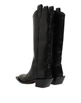 Dolce & Gabbana Black Leather Over The Calf Biker Boots Shoes