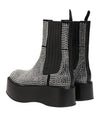 Dolce & Gabbana Black Crystal Strass Mid Calf Short BootsShoes