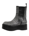 Dolce & Gabbana Black Crystal Strass Mid Calf Short BootsShoes