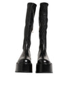 Dolce & Gabbana Black Logo Plaque Over The Calf Boots Shoes