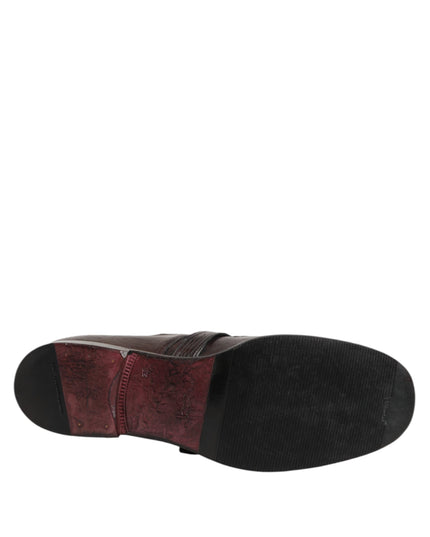 Dolce & Gabbana Brown Leather Monk Strap Formal Derby Shoes