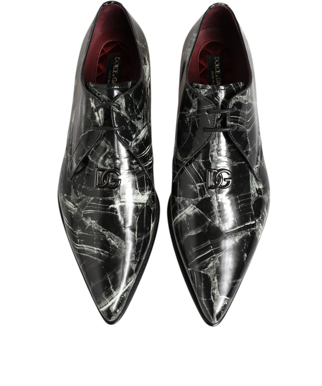 Dolce & Gabbana Marbled Pattern Dress Lace Up Derby Shoes