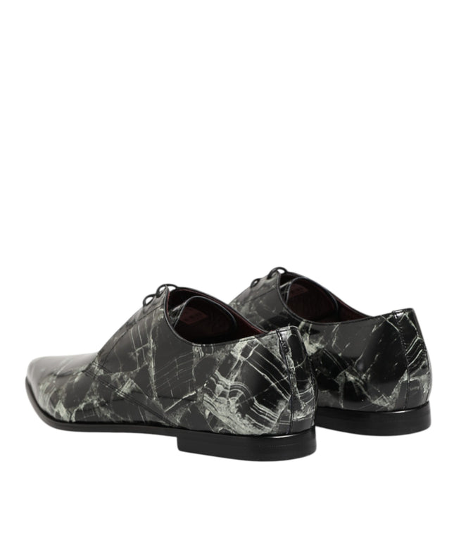 Dolce & Gabbana Marbled Pattern Dress Lace Up Derby Shoes