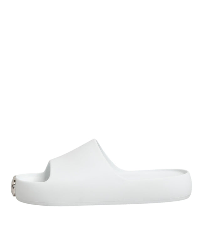 Dolce & Gabbana White Logo Slides Sandals Men Beachwear Shoes