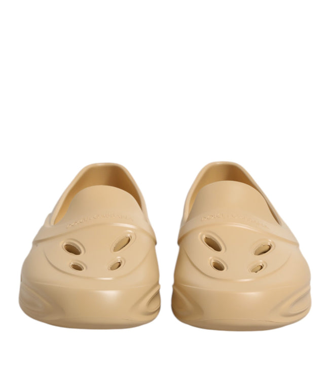 Dolce & Gabbana Beige Rubber Slides Low Top Sneakers Shoes