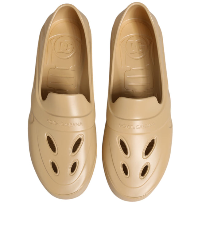 Dolce & Gabbana Beige Rubber Slides Low Top Sneakers Shoes