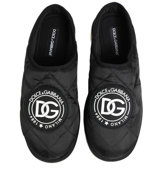 Dolce & Gabbana Black Nylon Low Top Slip On Sneaker Shoes
