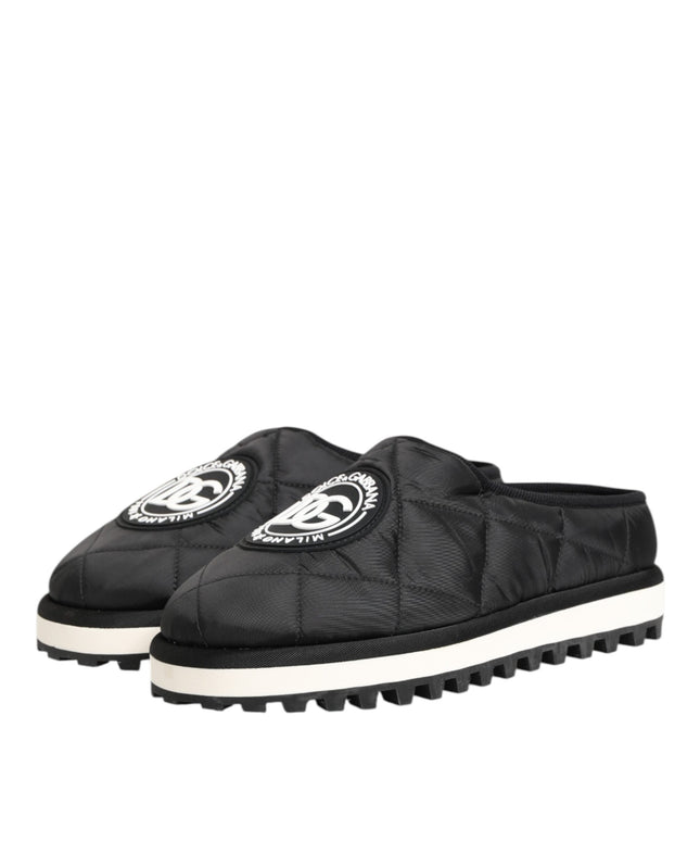 Dolce & Gabbana Black Nylon Low Top Slip On Sneaker Shoes