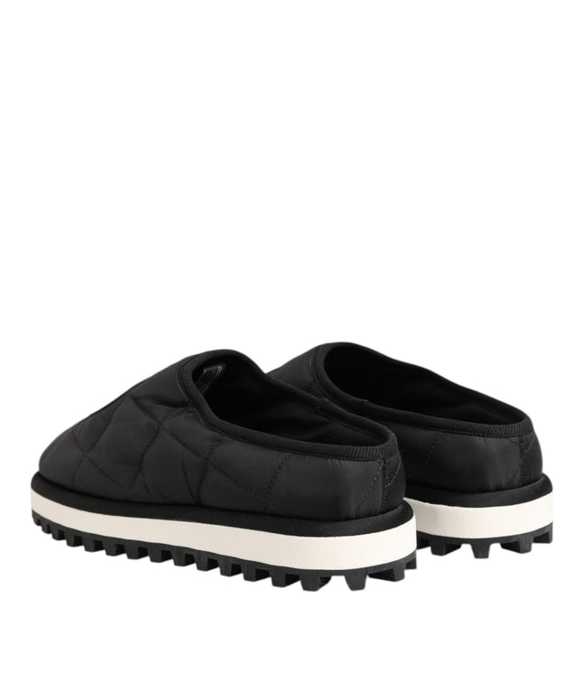 Dolce & Gabbana Black Nylon Low Top Slip On Sneaker Shoes