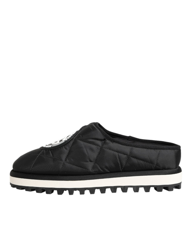 Dolce & Gabbana Black Nylon Low Top Slip On Sneaker Shoes