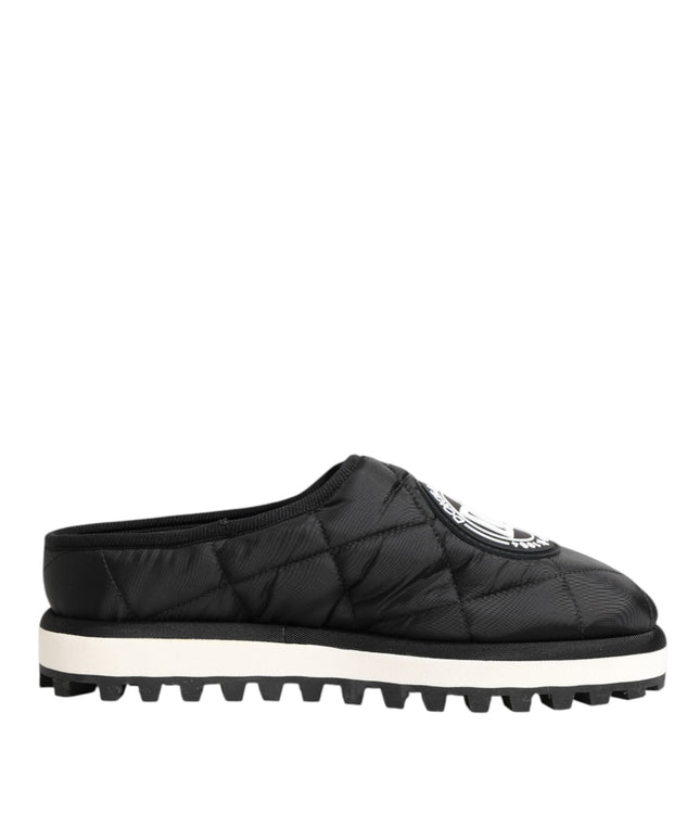 Dolce & Gabbana Black Nylon Low Top Slip On Sneaker Shoes