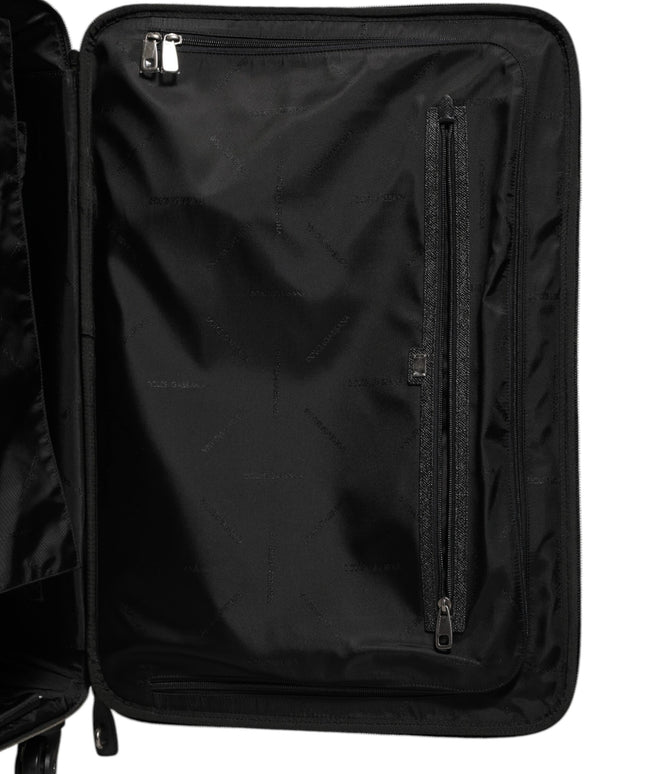 Dolce & Gabbana Gray Leather Logo Plaque Trolley Travel Wheel Men Suitcase Bag