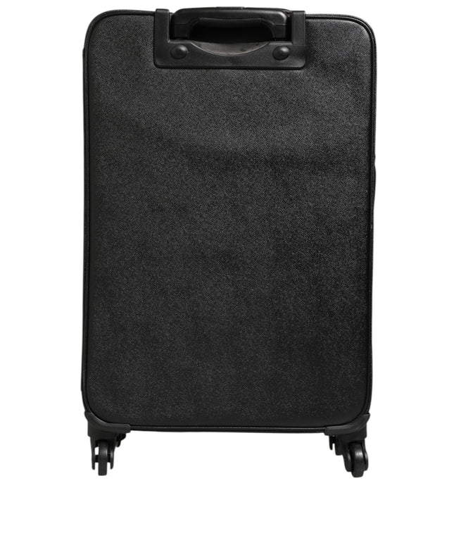 Dolce & Gabbana Gray Leather Logo Plaque Trolley Travel Wheel Men Suitcase Bag